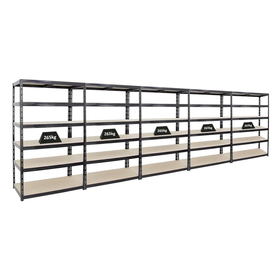 PROREGAL Schwerlastregal Giant Tiger 5er Set, Schwarz, 6 Ebenen, H x B x T: 200 x 120 x 60 cm - Bild 2