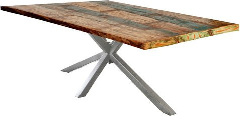TABLES & CO Esstisch aus Holz und Metall in Bunt und Silber, H: 76 cm, B: 100 cm, T: 85 cm - Bild 1
