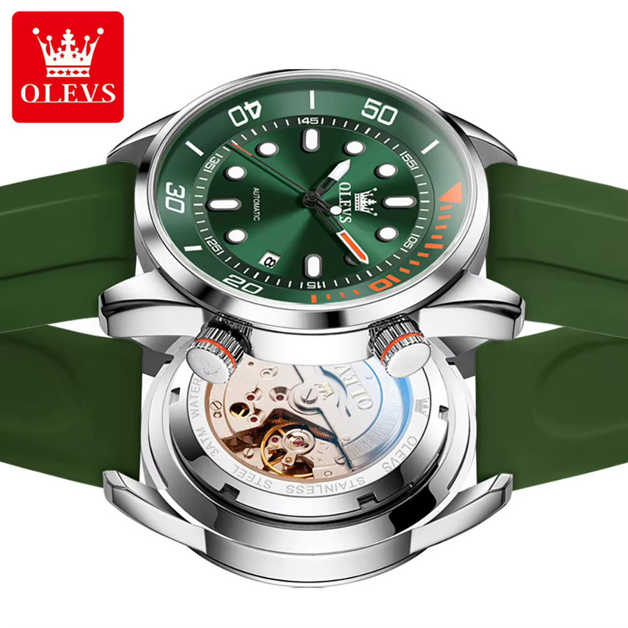 OLEVS Armbanduhr, Automatik, Edelstahl, Schwarz, Herren - Bild 3