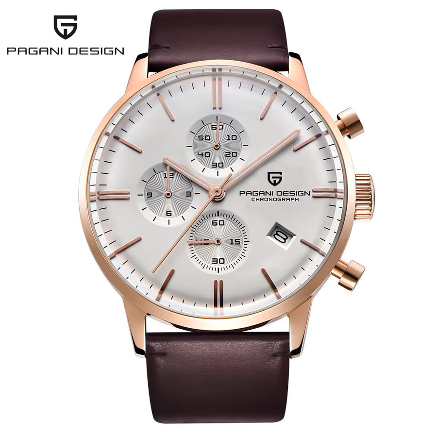 PAGANI DESIGN Armbanduhr, Quarz, Edelstahl, Leder, Herren, Bicolor - Bild 7