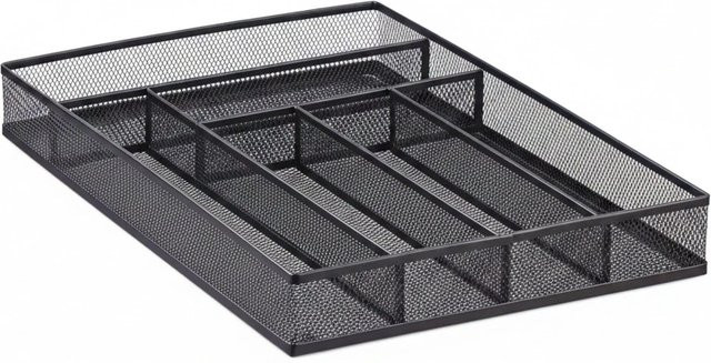 Relaxdays Besteckkasten aus Metallgeflecht in Schwarz mit 6 Fächern, B/T/H: 40,6 x 28,6 x 5,1 cm - Bild 1