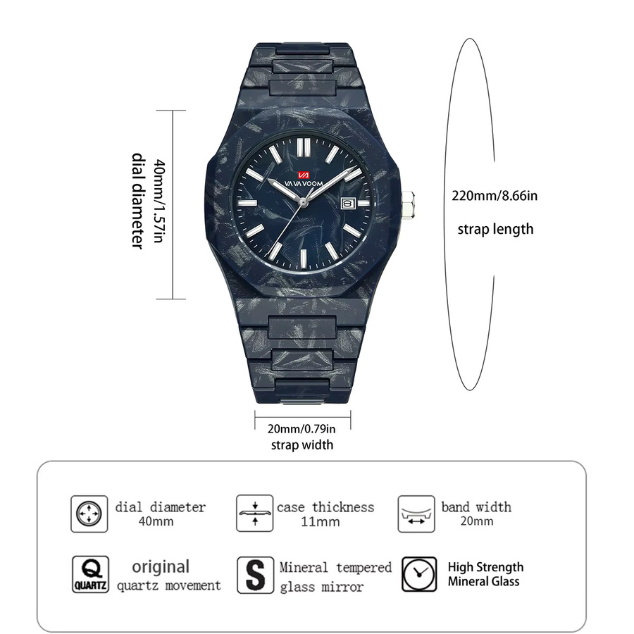VA VA VOOM Armbanduhr, Quarz, Kunststoff, 40 mm, Schwarz, Herren - Bild 2