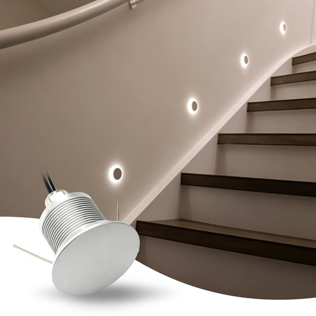 KPSUN LED Einbau Wandleuchte IP67 Wasserdicht, Runde Außenlampe für Garten und Treppen, 1W, Weiß - Bild 1