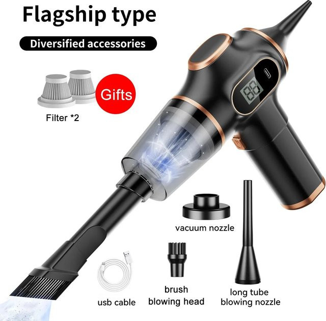 GLOBUS 5 in 1 kabelloser Handstaubsauger mit Super-Saugfunktion für Auto und Haushalt, Schwarz - Bild 1