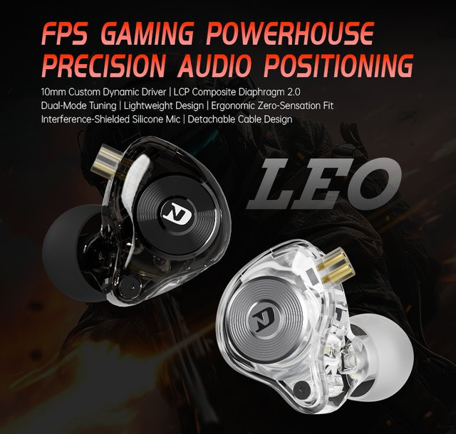 ND LEO Gaming-Kopfhörer In-Ear Headset mit 3,5-mm-Klinke und USB-C Anschluss in Transparent - Bild 1