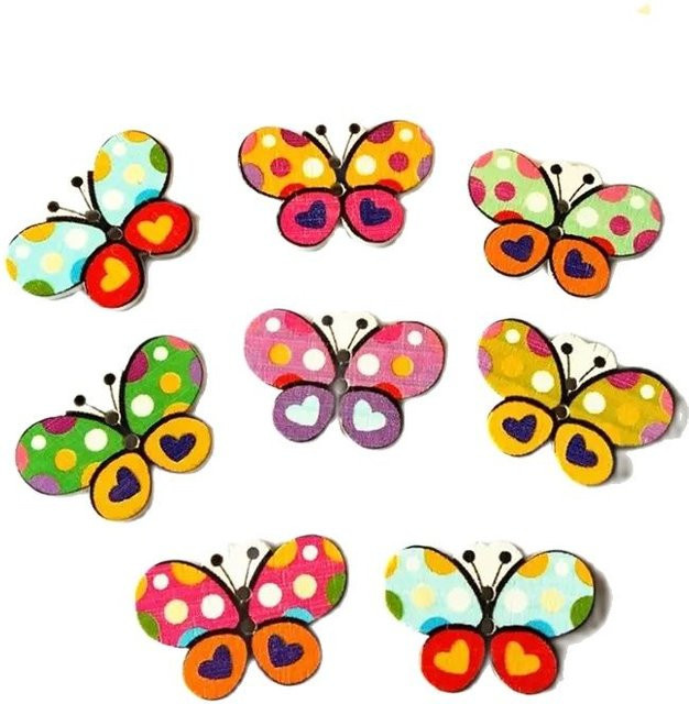 50 Stück Schmetterlingsknöpfe von AXHSR in Multicolor für Scrapbooking und Nähdekorationen - Bild 1