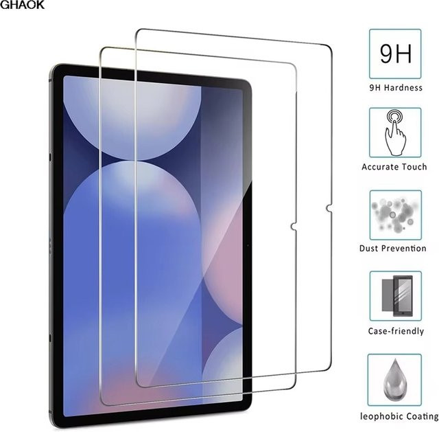 2 Stück 9H gehärtetes Glas Vollbild-Schutzfolie für Samsung Galaxy Tab S6 Lite, S7 FE, S8 Plus, S9 Plus, A8 und A9 Plus in Transparent - Bild 1