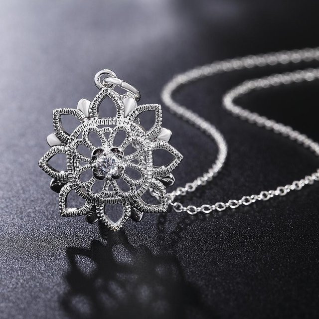Wucifang Jewelry Halskette, 925 Silber, Blume, Damen - Bild 1