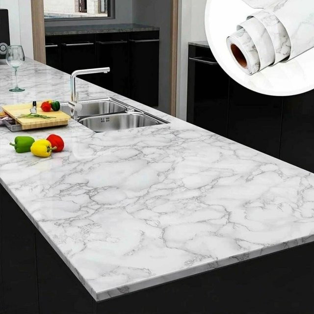 Selbstklebender PVC-Marmor-Wandaufkleber wasserdicht und ölbeständig für Küchenschränke und Arbeitsplatten, Breite: 60 cm - Bild 1