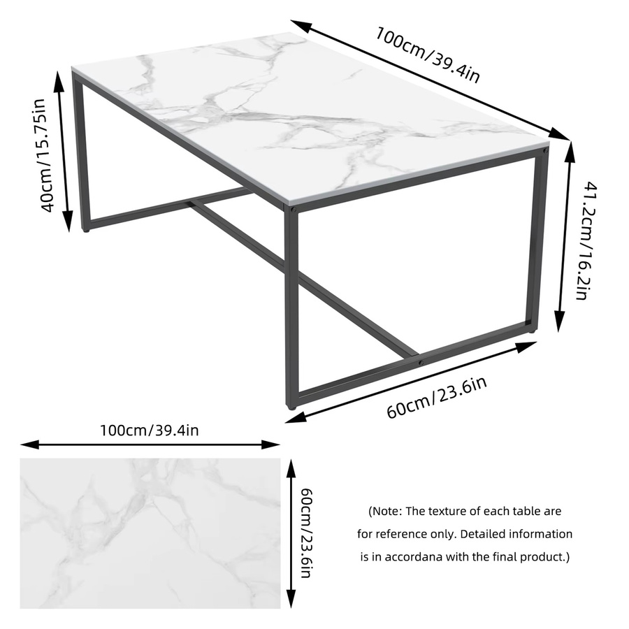 Wisfor Couchtisch aus Sinterstein in Grau mit schwarzem Metallrahmen, rechteckiger Beistelltisch für dein Wohnzimmer - Bild 2