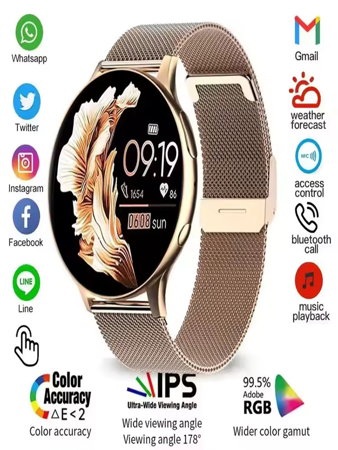 Ola Esporte Smartwatch, Schwarz, Silikon, Damen, Wasserdicht - Bild 5