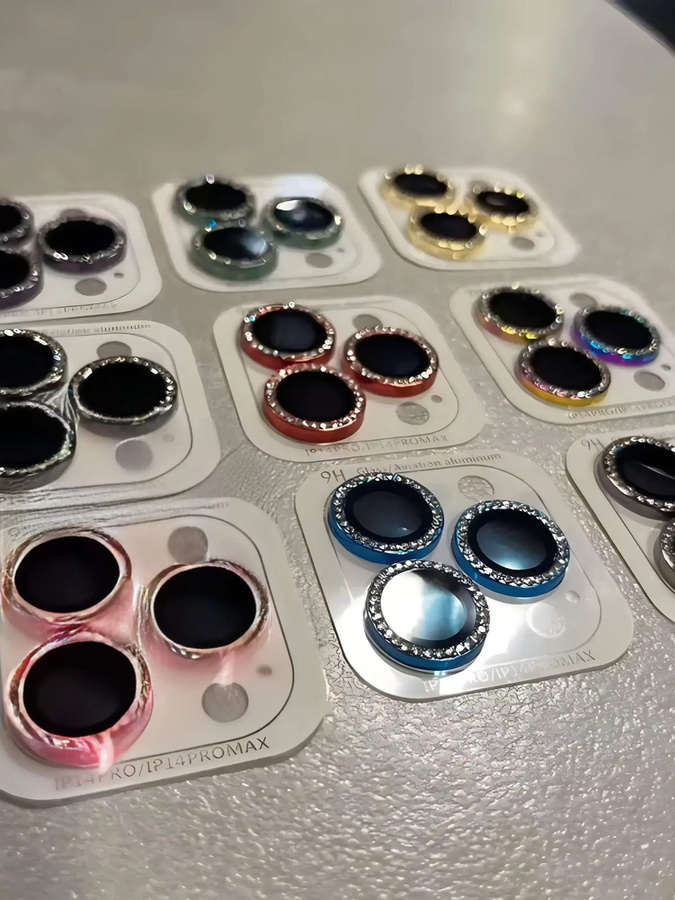 2-3 Stück Diamant Kamera Objektiv Schutz Case für iPhone 11 12 13 14 15 Pro Max mit Glitzer Effekt in Schwarz - Bild 3