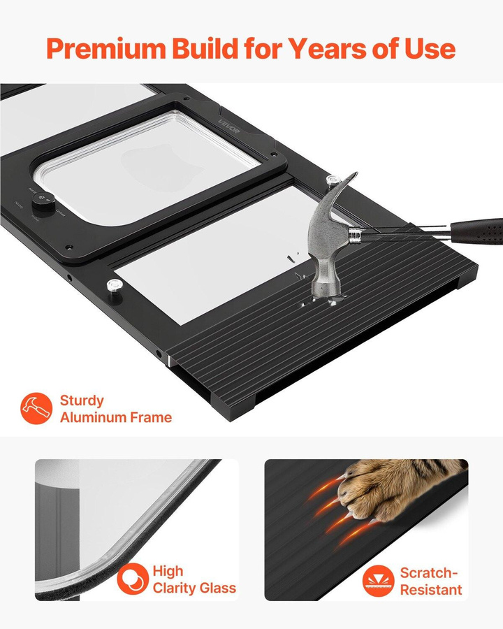 Buying Solutions MB Katzenfensterklappe mit Aluminiumrahmen und Glas in Schwarz, verstellbar für Fensterbreiten 686-813 mm, mit Magnetverschluss und 4 Verriegelungsmodi - Bild 6
