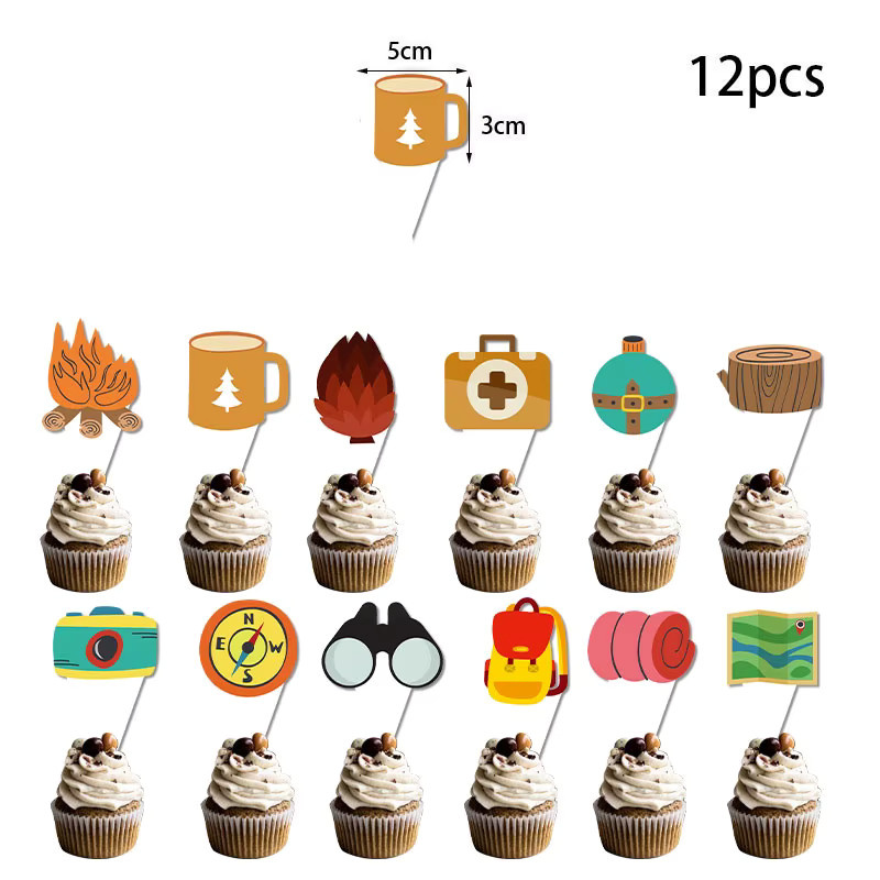 Joy-enlife Outdoor Camping Motto Party Dekoration Set mit Happy Camper Banner, Kuchen Topper und bunten Latex Ballons für Kinder Geburtstage in Mehrfarbig - Bild 5