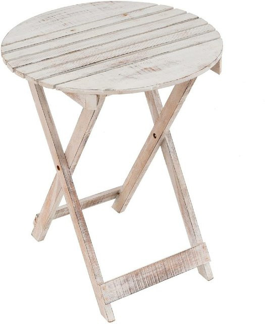 VCM Klapptisch aus geflammtem Holz in Braun, runder Beistelltisch für Garten und Terrasse, Durchmesser: 50 cm - Bild 1