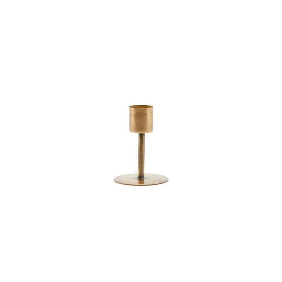 House Doctor Kerzenhalter für Stabkerzen in Gold mit runden Formen, Höhe: 7 cm - Bild 1