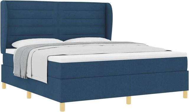 vidaXL Boxspringbett mit Matratze in Blau, Stoff, B/T/H: 90 x 190 x 34 cm - Bild 1