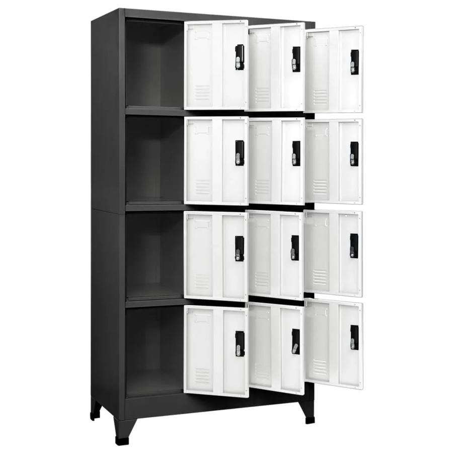 vidaXL Schließfachschrank aus Stahl in Anthrazit und Weiß, Modell 3 mit Schloss für Büro und Schule, B/T/H: 90 x 45 x 180 cm - Bild 2