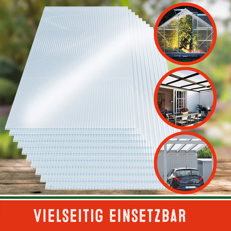 GARDEBRUK Doppelstegplatten aus Polycarbonat 10er-Set, 6mm, transparent, 7m² UV-beständig und bruchfest - Bild 3