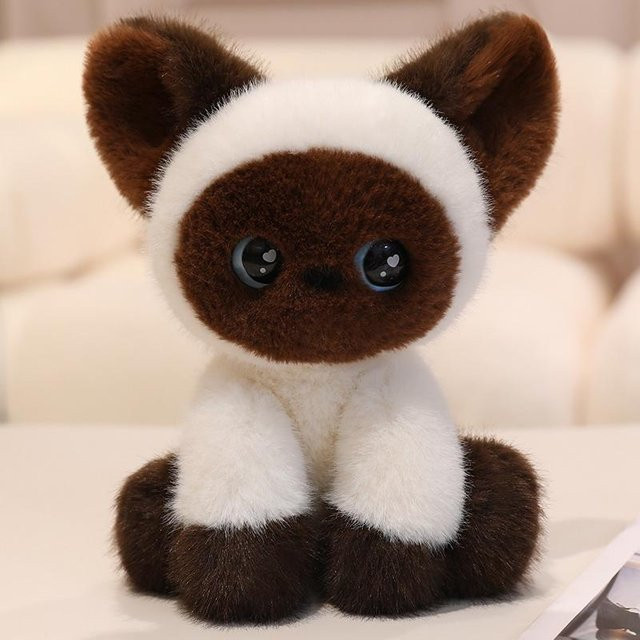 Kidsly Kawaii Katzen Plüschtier, Siamkatze, braun, 24cm - Bild 1