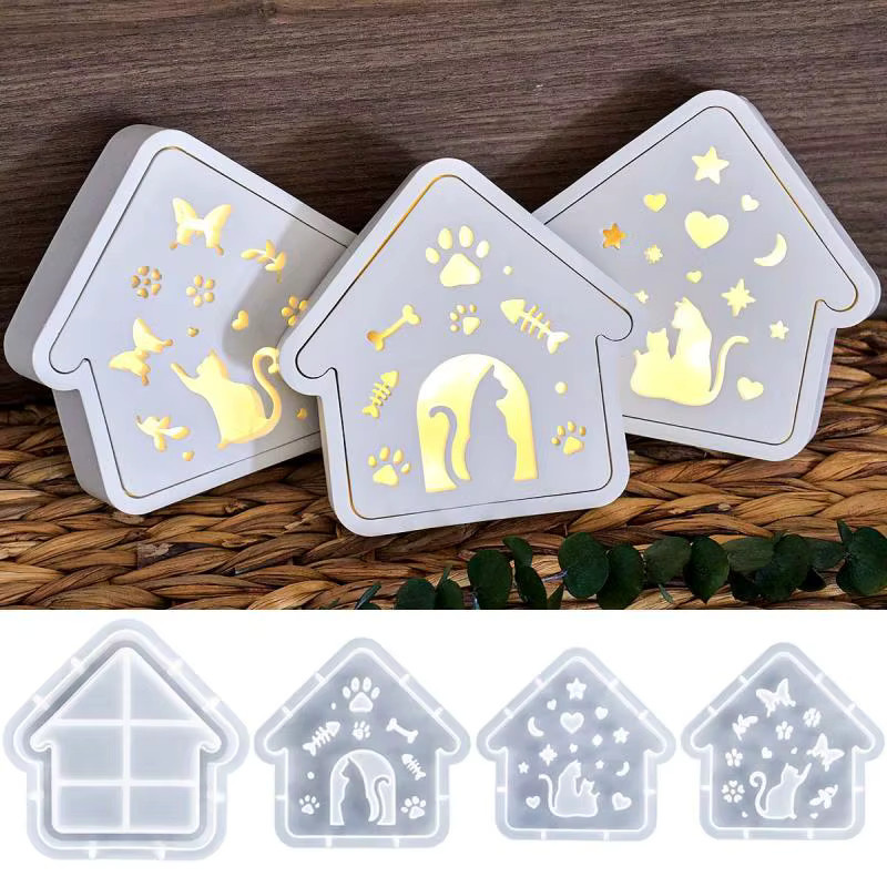 UDOCOOL Kätzchen Serie Silikon Form Set für DIY 3D Katze Haus Ornamente in Weiß - Bild 3