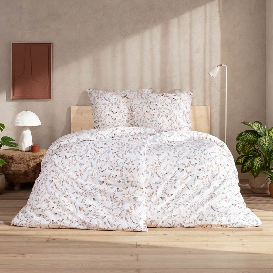 Estella Bio Mako-Satin Bettwäsche Alexandra mit floralem Gräser-Design in Kiesel Grau Sand, B/H: 135 x 200 cm - Bild 2