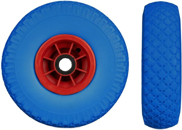 Relaxdays Sackkarrenrad 2er Set mit Kunststofffelge in Blau und Rot, pannensicher, Durchmesser: 26 cm, Breite: 8,5 cm - Bild 1