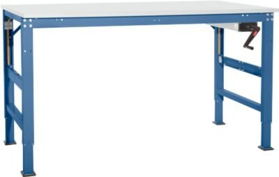 Manuflex Arbeitstisch Ergo K mit Kurbel, brillantblau, B/T: 125 x 80 cm - Bild 1