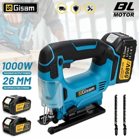 Gisam Bürstenlose elektrische Stichsäge mit 6000 U/min und variabler Geschwindigkeit für Makita 18V Akku, verstellbares Sägeblatt, 26mm