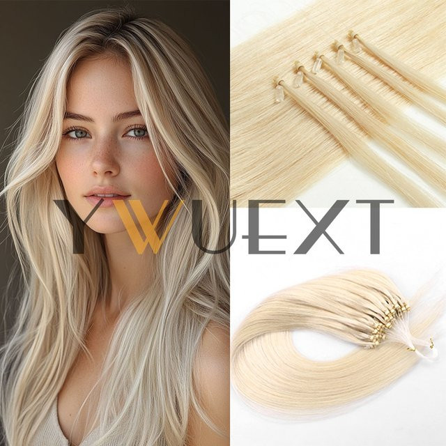 YWUEXT Blonde Micro Loop Ring Echthaar-Extensions, 30g, Damen - Bild 1