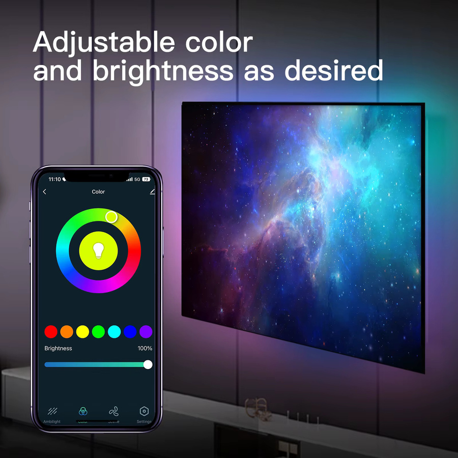 MOES Wifi Smart TV Hintergrundbeleuchtung LED Streifen Kit mit HDMI 2.0 Sync Box, RGB Multicolour, Steuerung per Alexa und Google Assistant - Bild 4