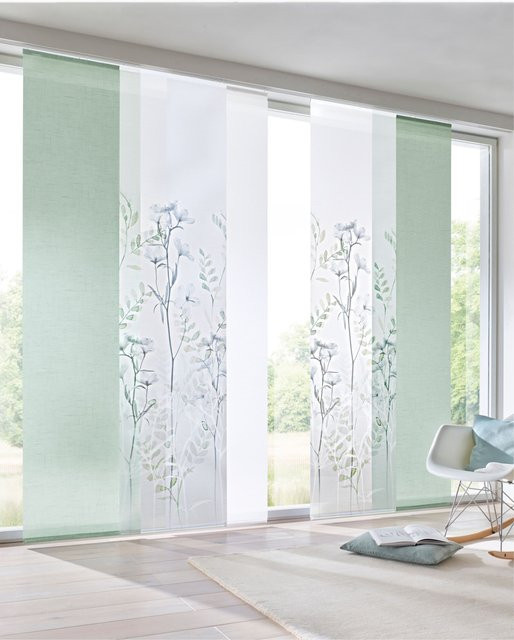 Schiebevorhang Heine Home in Weiß, semi-transparent, 100% Polyester mit Flausch-/Klettband oben, Breite: 145 cm, Höhe: 145 cm - Bild 1