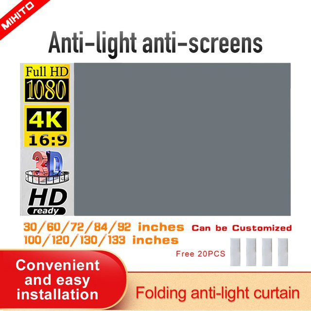 MIXITO Projektionswand aus Metall mit 16:9 Format und Anti-Licht-Effekt, 60 Zoll, tragbar für Zuhause, Büro und Party - Bild 1
