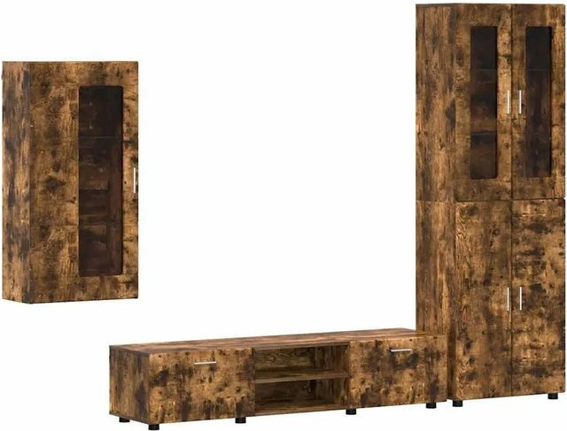 vidaXL TV-Schrankset mit Schubladen aus Holzwerkstoff in Geräucherte Eiche, Braun, B: 150,0 cm, H: 70,1 cm, T: 39,0 cm - Bild 1
