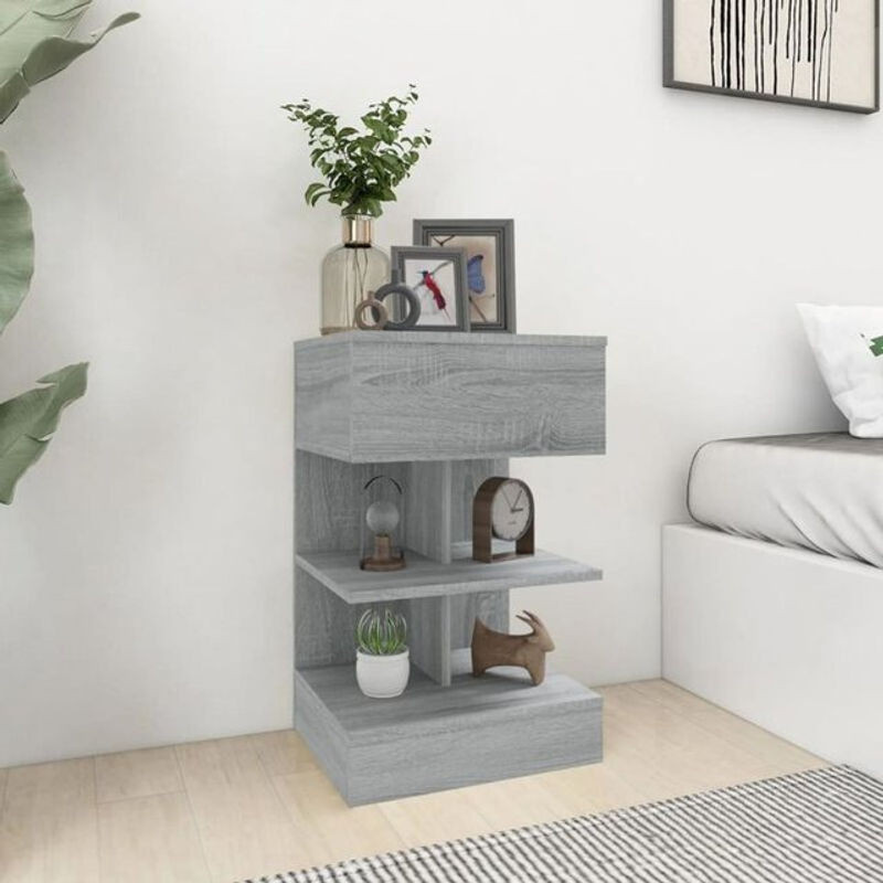 Vidaxl Set aus 2 modernen Nachttischen in Grau aus Holzwerkstoff, B/T/H: 40 x 35 x 65 cm - Bild 1