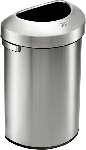 PROREGAL Halbrunder offener Abfallsammler aus gebürstetem Edelstahl in Silber, Volumen: 80 Liter, H x B x T: 75 x 50 x 35 cm - Bild 1