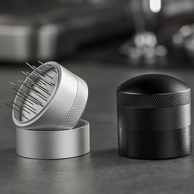 Punana Espresso Kaffee Verteiler und Nadelrührer aus Edelstahl in Schwarz und Silber für 51mm, 53mm oder 58mm Maschinen - Bild 1