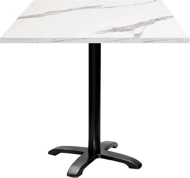 RestooTab Tisch Bazila quadratisch mit Stein-Dekor, Platte weiß, Gestell schwarz, B/T/H: 70 x 70 x 74 cm - Bild 1
