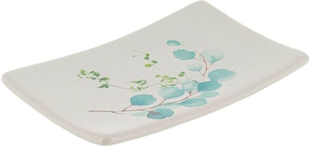 Seifenschale Dolomite Tendance aus Keramik mit floralem Aquarell-Design in Grün, Blau und Weiß - Bild 1