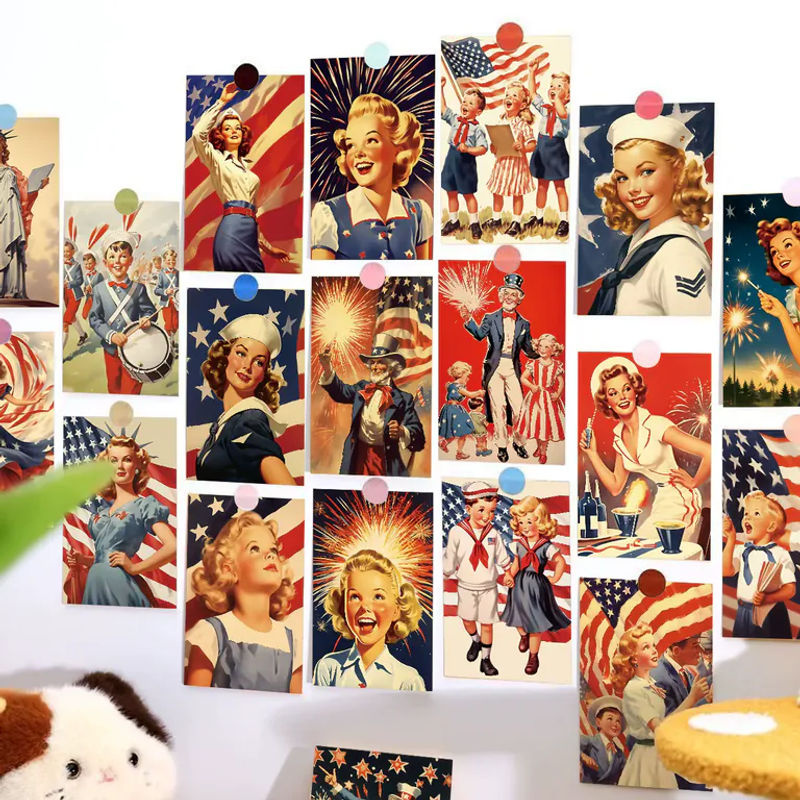 20 Stück Vintage Amerikanische Patriotische Jubiläums-Postkarten für den 4. Juli und Unabhängigkeitstag, Mehrfarbig, Rechteckig - Bild 6
