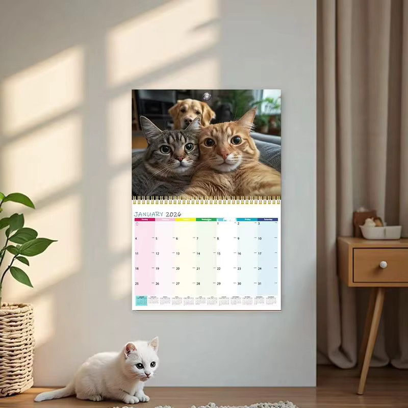 Monatlicher Wandkalender 2026 für Katzenliebhaber mit niedlichen Kätzchen-Designs in Mehrfarbig aus Papier - Bild 4