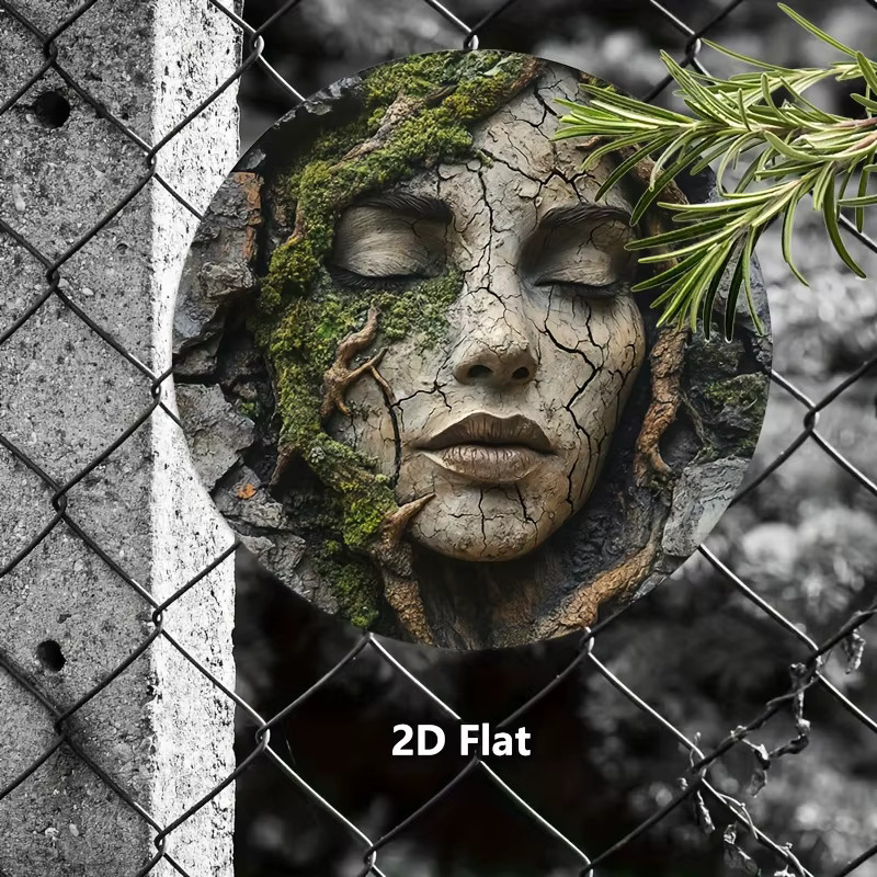 Potdemiel Vintage Aluminium-Metallschild Rund mit Natur- und Porträt-Design, Mehrfarbig, Durchmesser: 20,32 cm - Bild 3