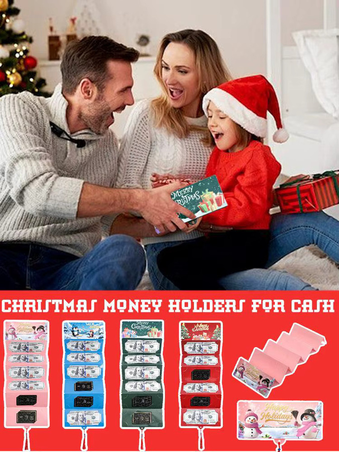 Weihnachts-Geldhalter aus Papier mit 6 Fächern in Pink für Bargeld und Überraschungskarten - Bild 5