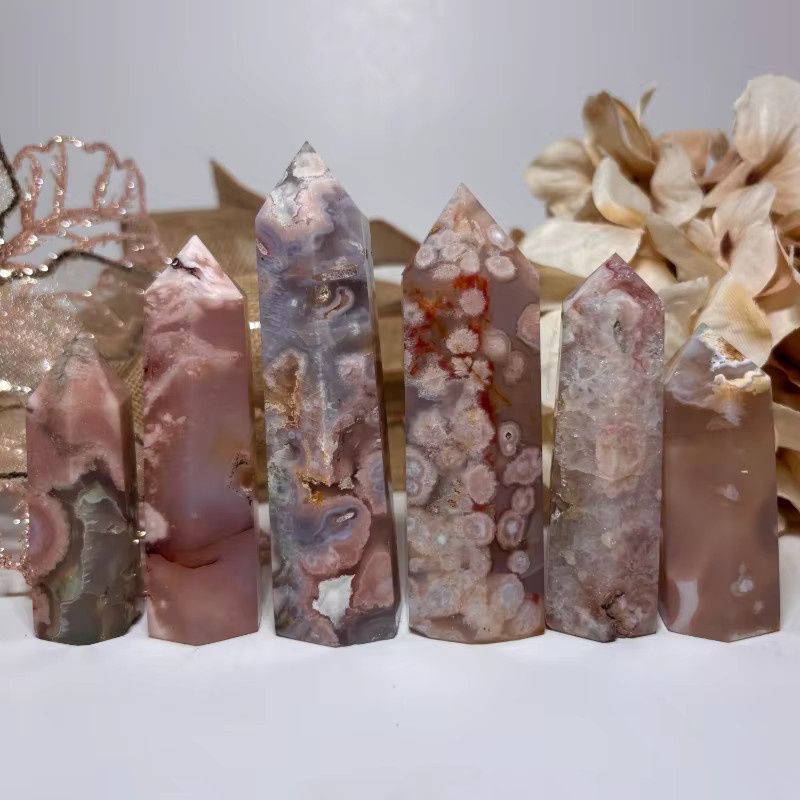 Kirschblüten-Achat-Säule von CrystalHola als dekorativer Stein im Boho-Stil, mehrfarbig - Bild 3