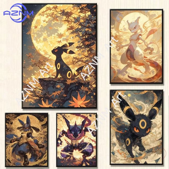 KAYOU Anime Pokemon Wandkunst Poster mit Mewtwo und Umbreon in Mehrfarbig - Bild 1