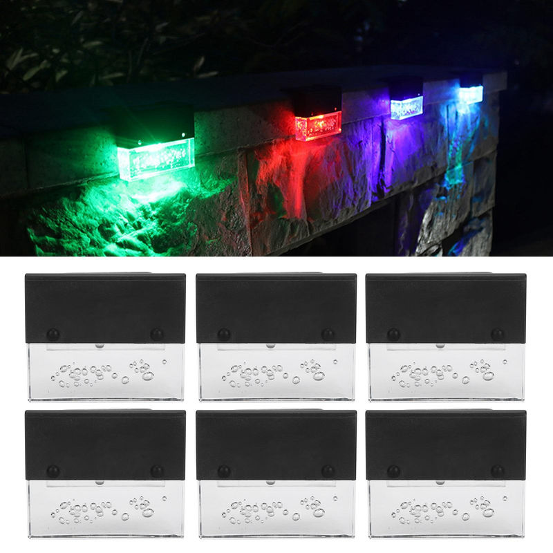 6er Set TOMTOP JMS Solar LED Stufenleuchten mit Farbwechsel RGBW in Schwarz für Garten Balkon Terrasse und Treppe, IP55 wasserdicht - Bild 6
