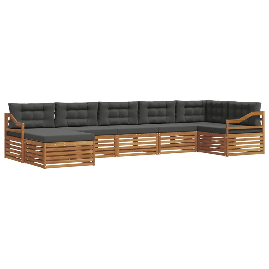 vidaXL Sofagarnitur 7-teilig aus Massivholz Akazie in Natur und Anthrazit mit L-Form und Latten-Design - Bild 2