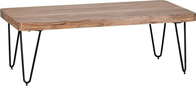 Wohnling Couchtisch aus Akazie und Metall in Schwarz und Braun, B/H/T: 115 x 40 x 60 cm - Bild 1