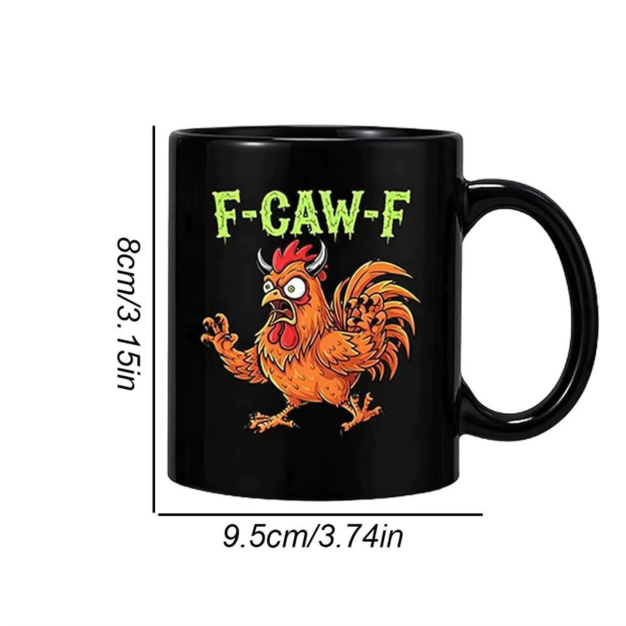 Lustige Keramiktasse KITPIPI F-Caw-F Huhn in Schwarz für Damen und Herren - Bild 6