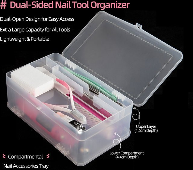 LUSLUKING Aufbewahrungsbox für Nagelwerkzeuge, 2-Tier, PP - Bild 1